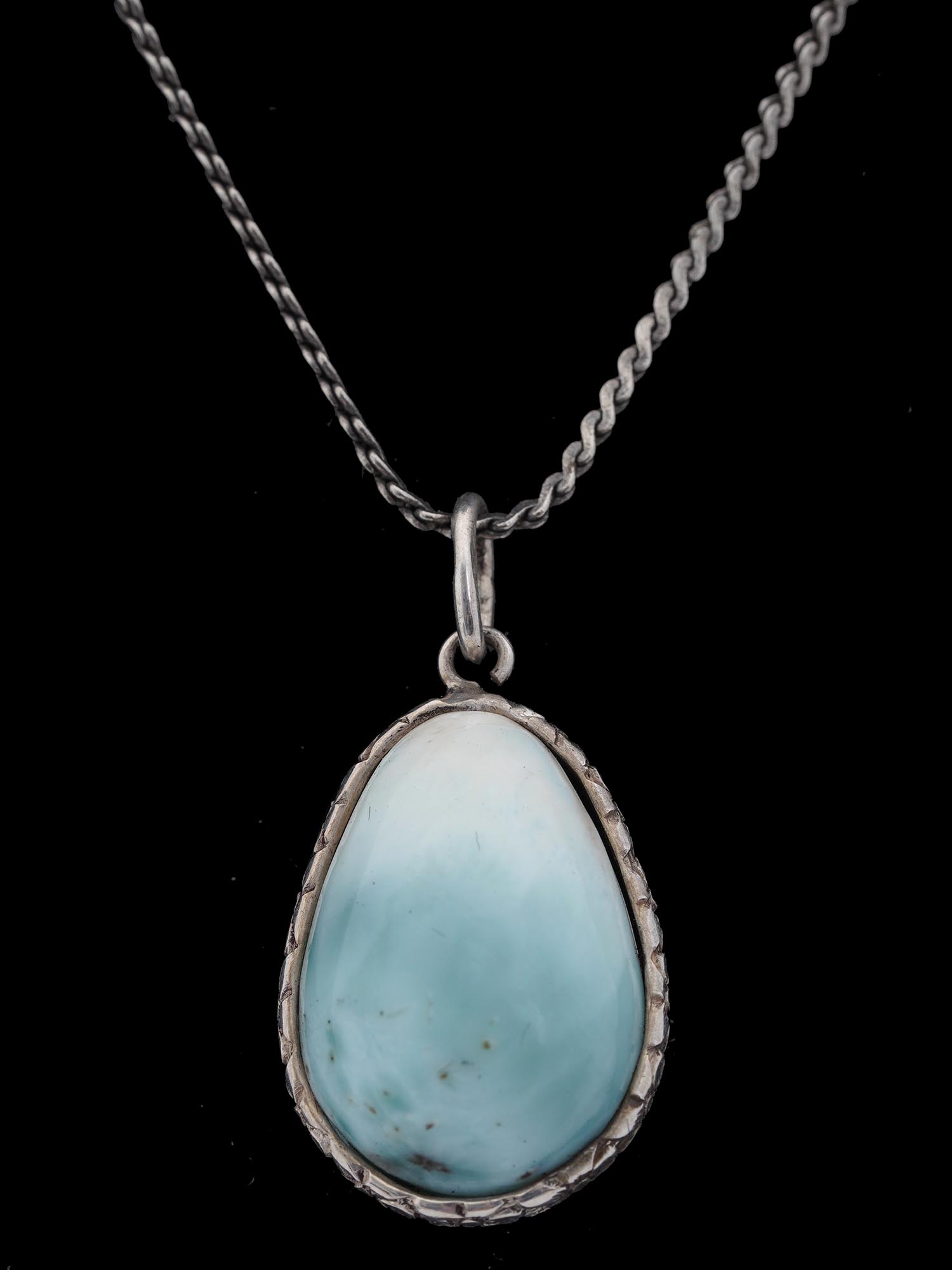 RUSSIAN STERLING SILVER AND TURQUOISE EGG PENDANT PIC-1